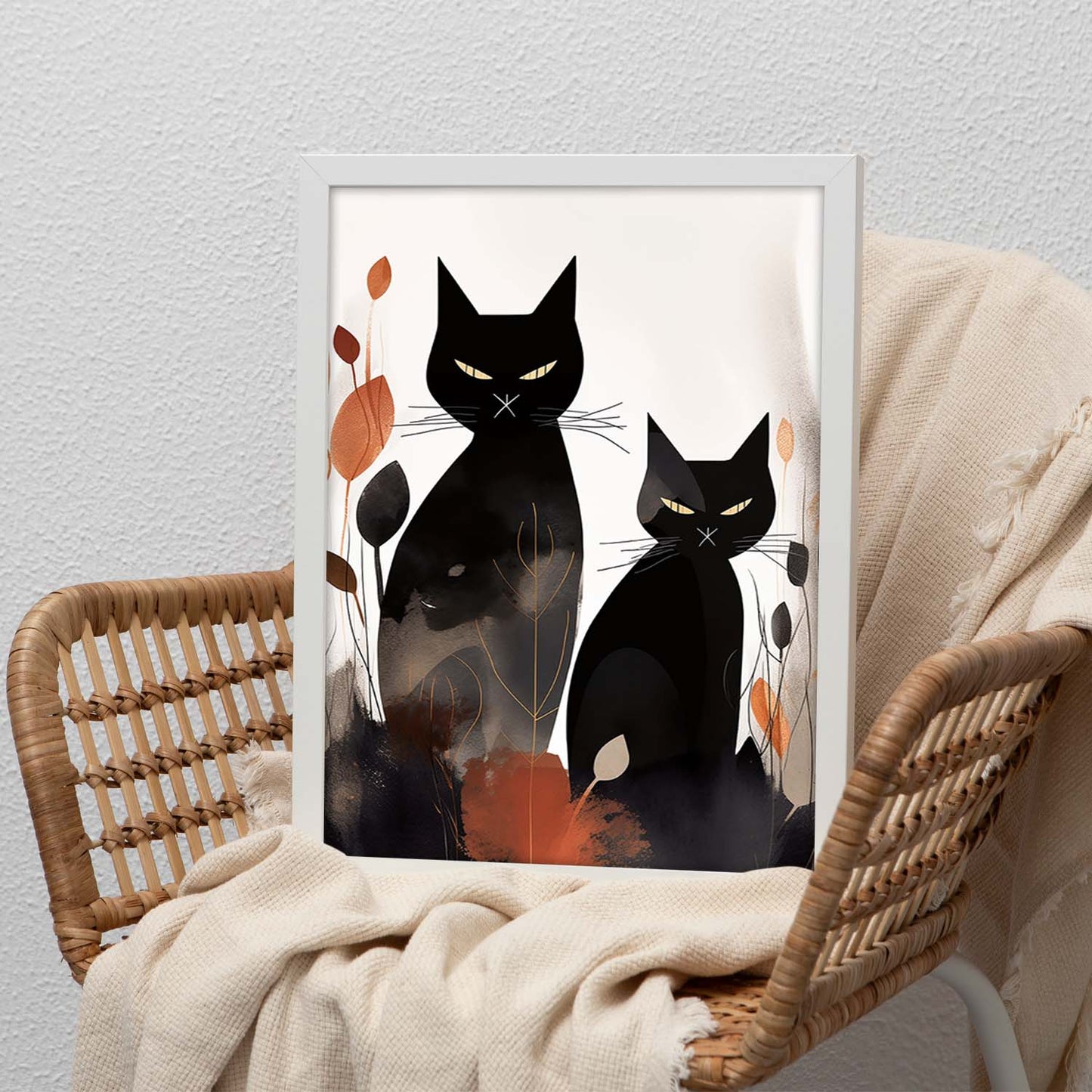 Póster Abstracto Gato Bohemio Negro