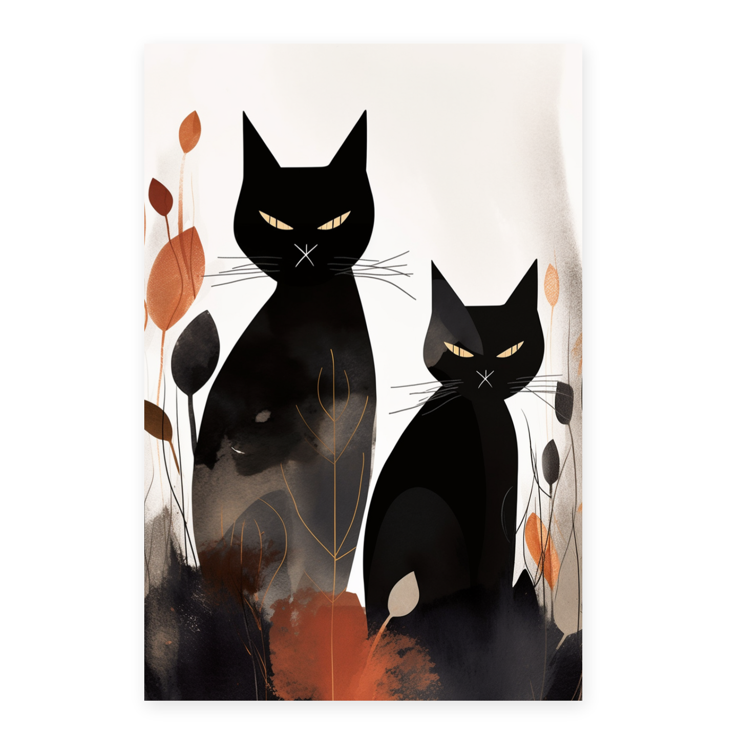 Póster Abstracto Gato Bohemio Negro