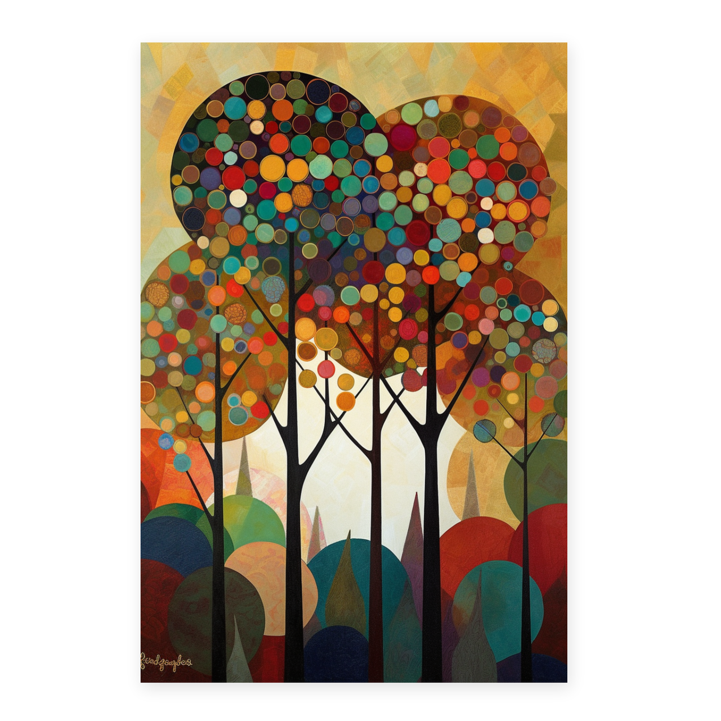Póster Árboles con Fondo Decorativo de Rosina Wachtmeister