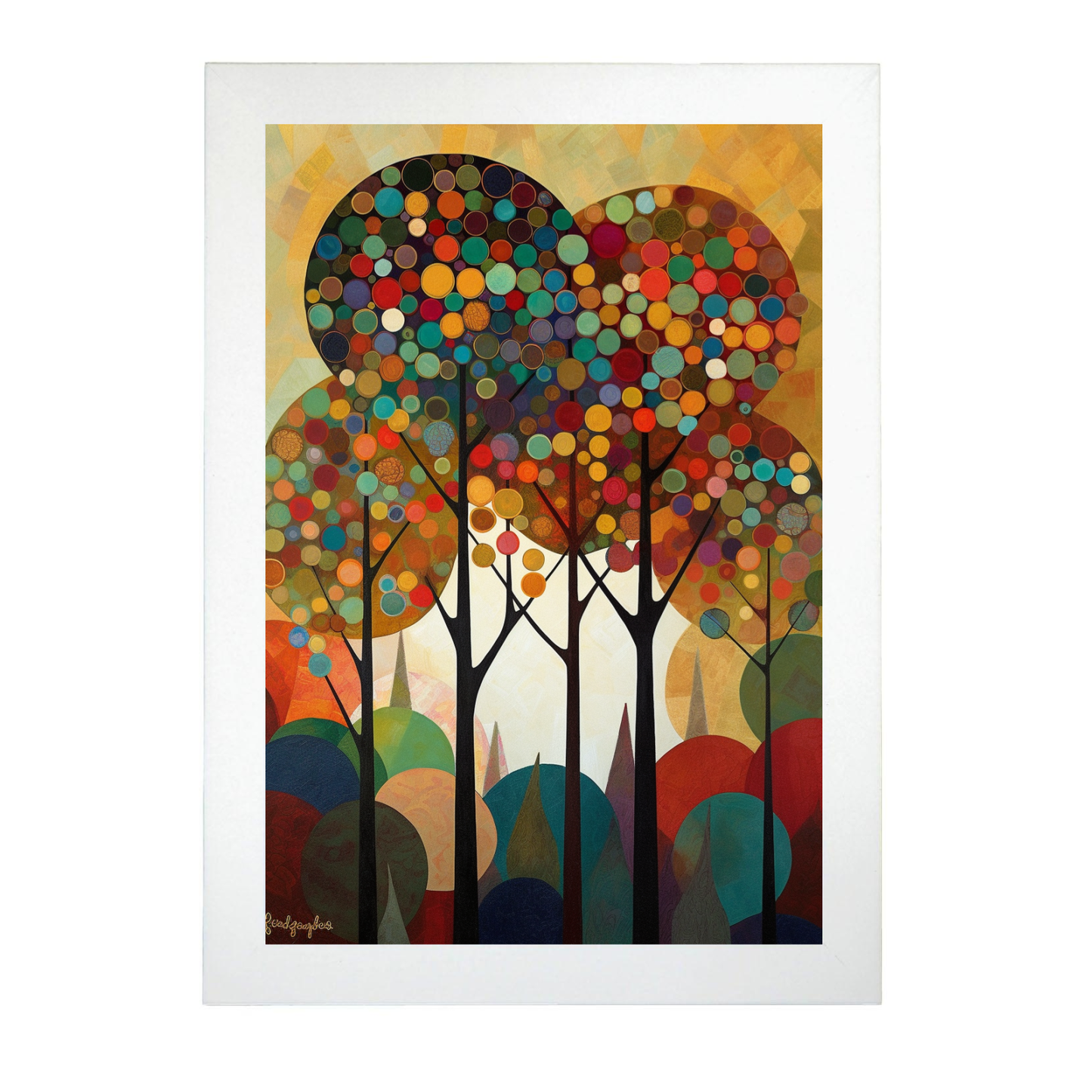 Póster Árboles con Fondo Decorativo de Rosina Wachtmeister