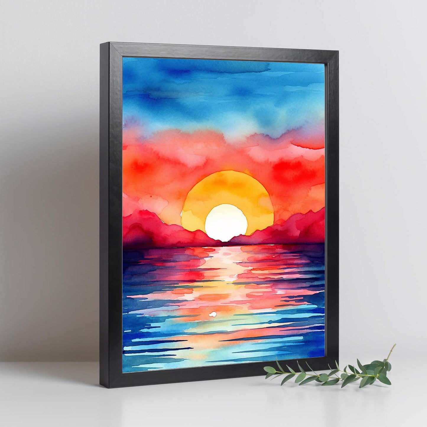 Póster Atardecer Vibrante en Acuarela