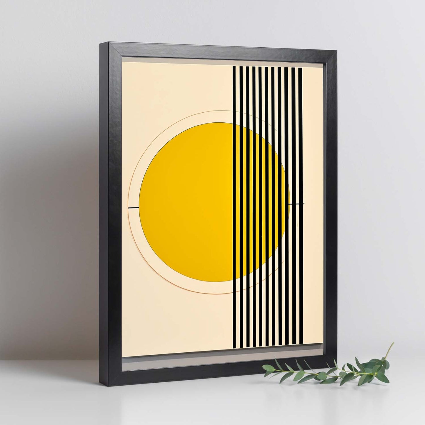 Póster Bauhaus Círculo Amarillo y Líneas Negras