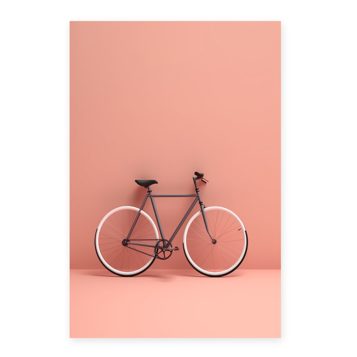 Lámina Minimalista de Bicicleta en Fondo Sólido