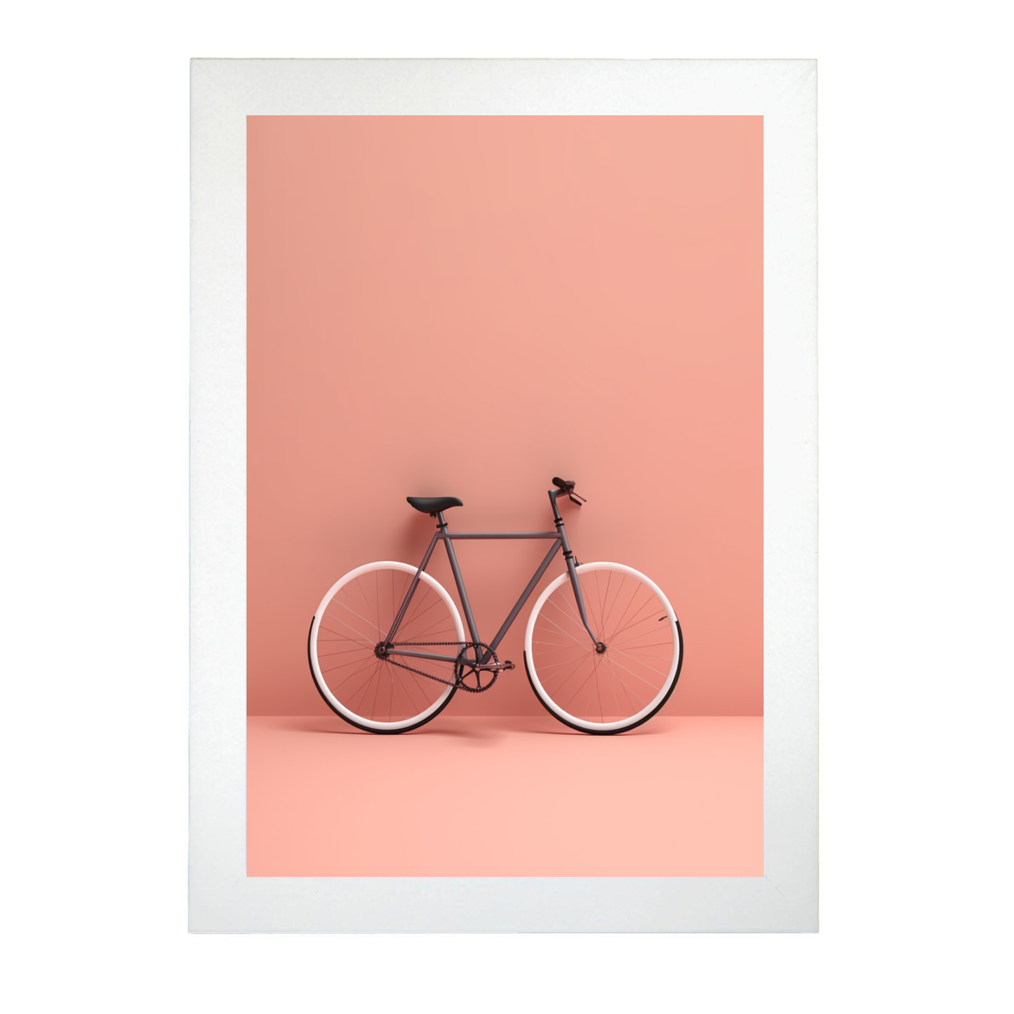 Lámina Minimalista de Bicicleta en Fondo Sólido