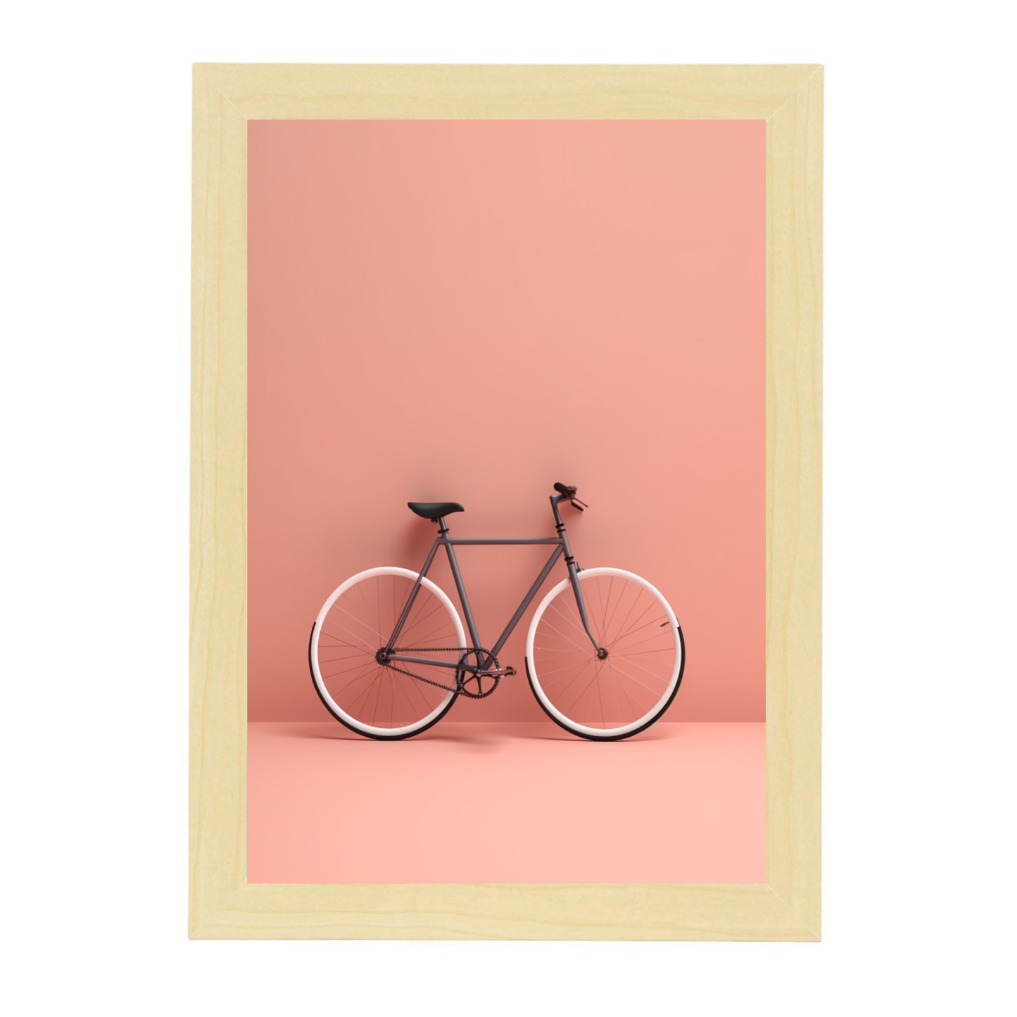 Lámina Minimalista de Bicicleta en Fondo Sólido