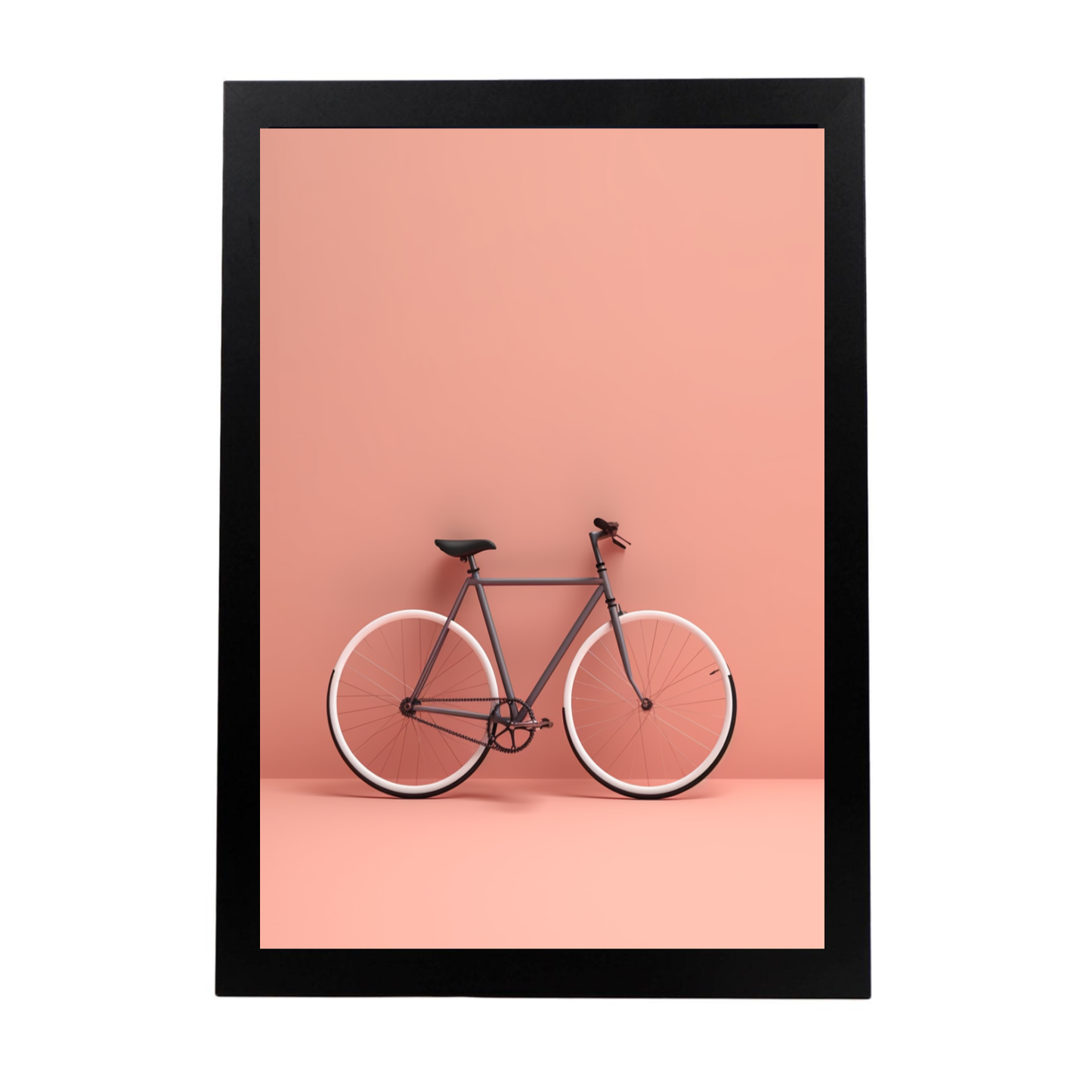 Lámina Minimalista de Bicicleta en Fondo Sólido