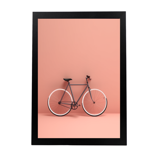 Lámina Minimalista de Bicicleta en Fondo Sólido