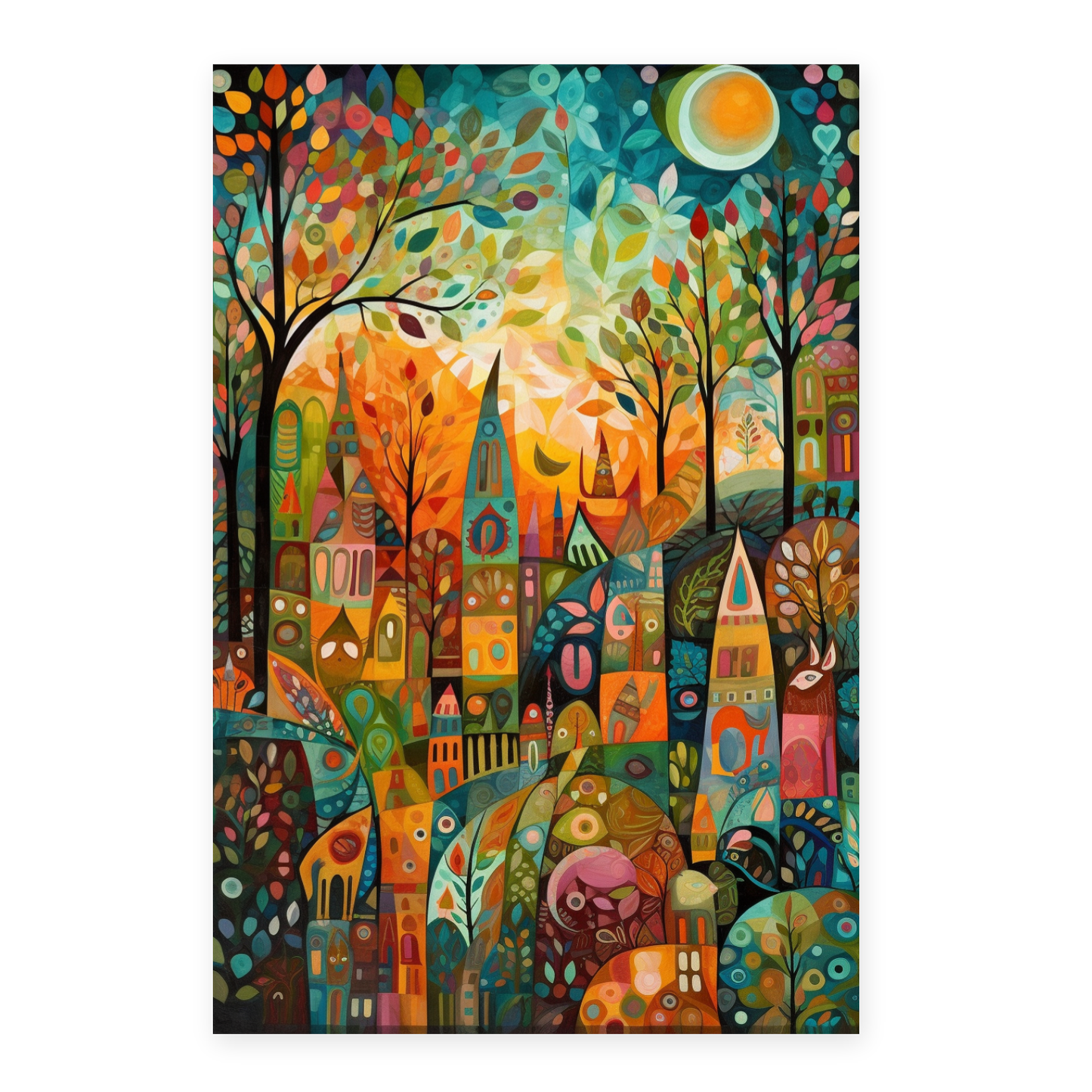 Póster de Bosque Caprichoso con Criaturas Juguetonas