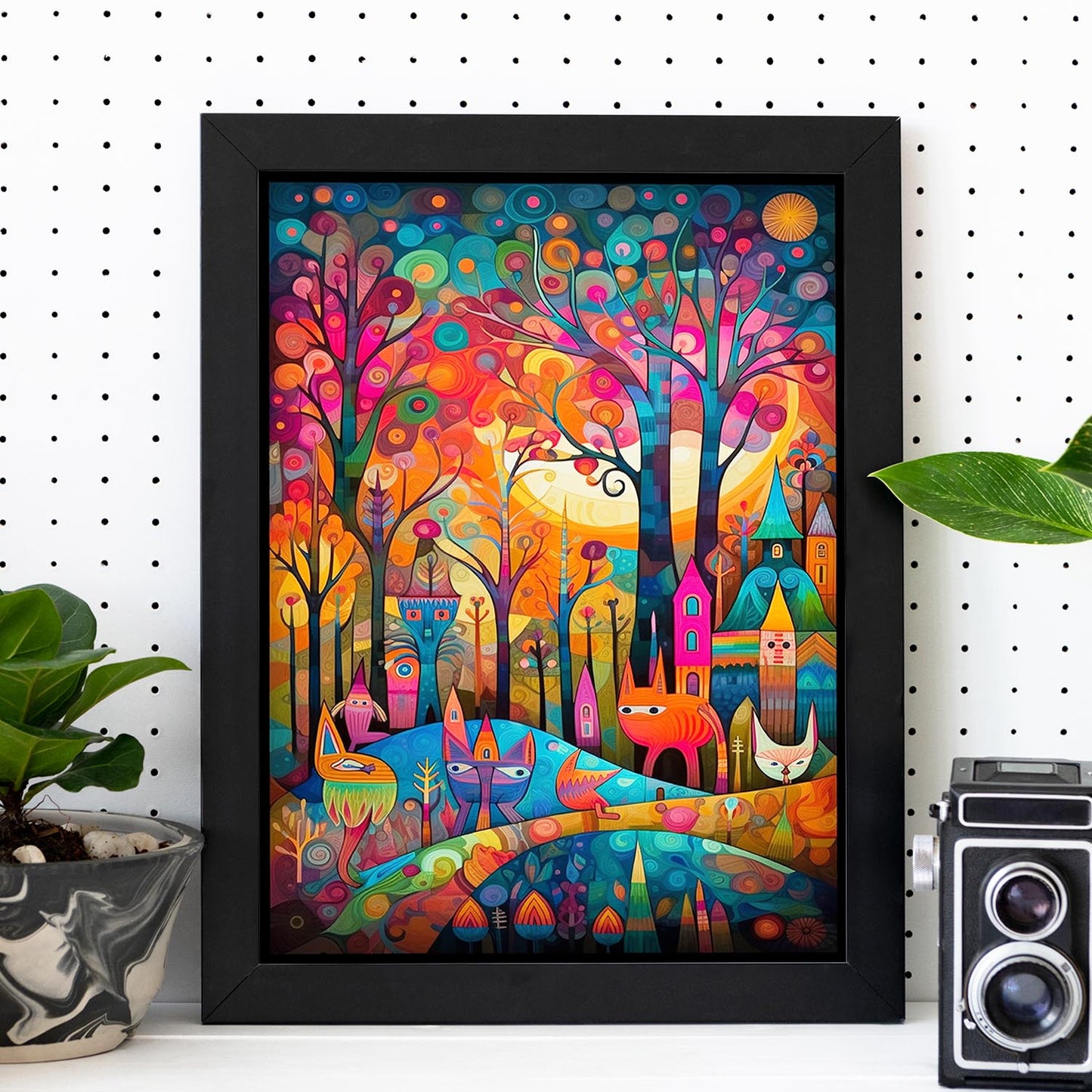 Póster de Bosque Caprichoso y Criaturas Juguetonas