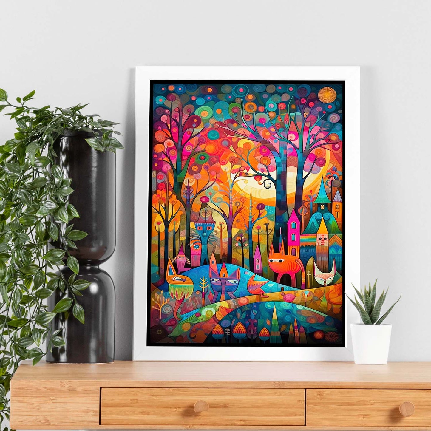 Póster de Bosque Caprichoso y Criaturas Juguetonas