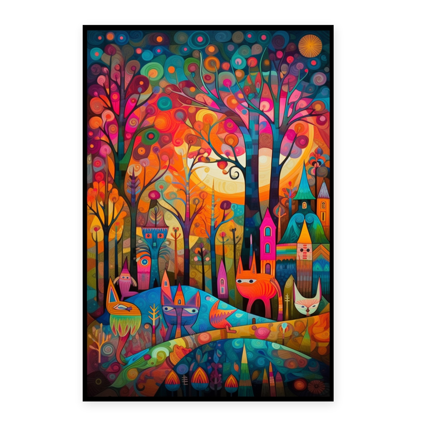 Póster de Bosque Caprichoso y Criaturas Juguetonas