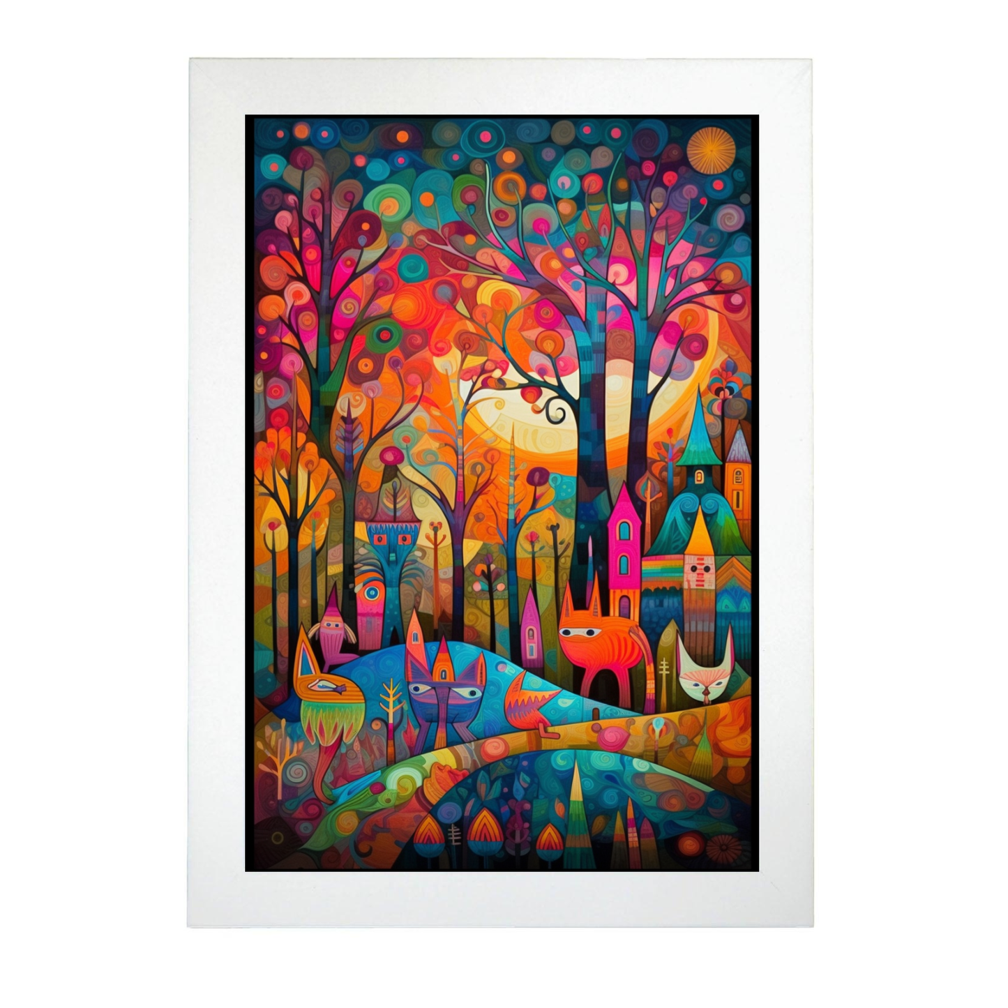 Póster de Bosque Caprichoso y Criaturas Juguetonas