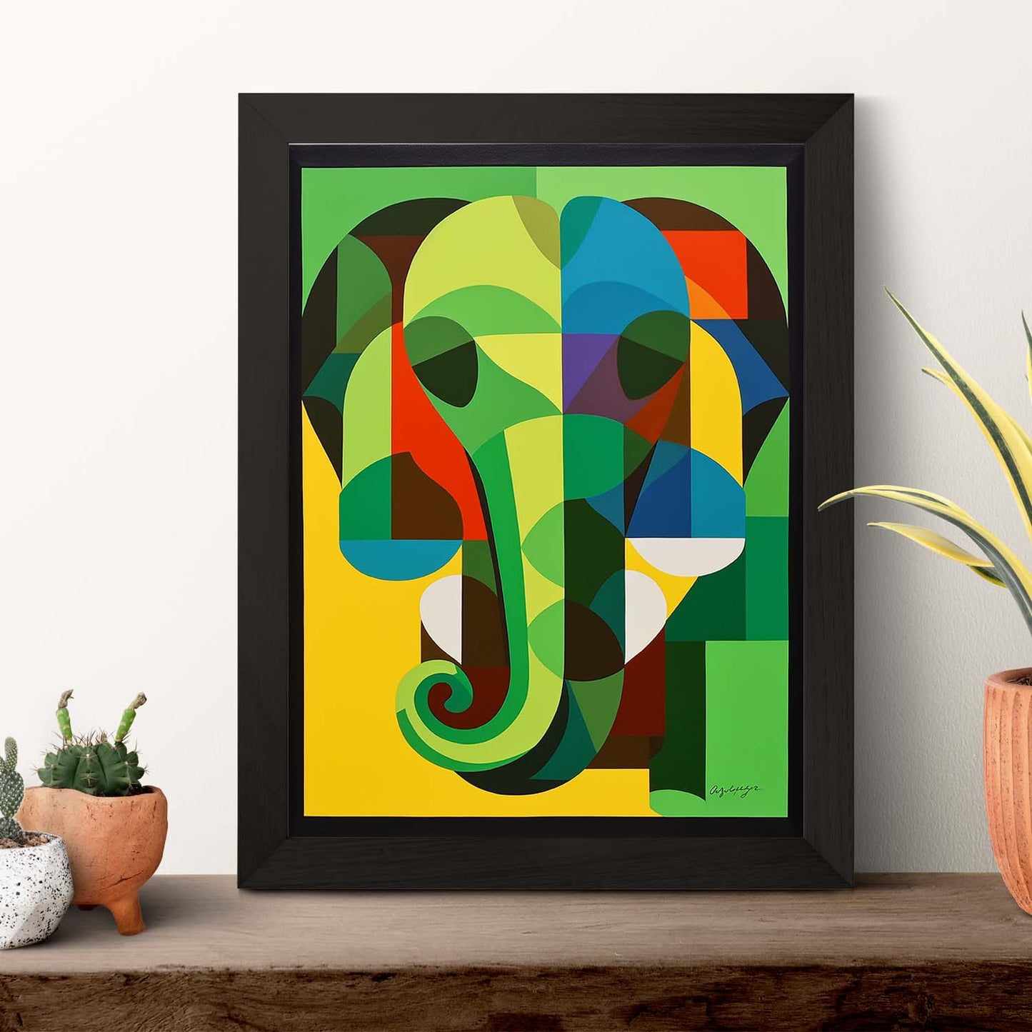 Lámina Elefante Estilo Victor Vasarely