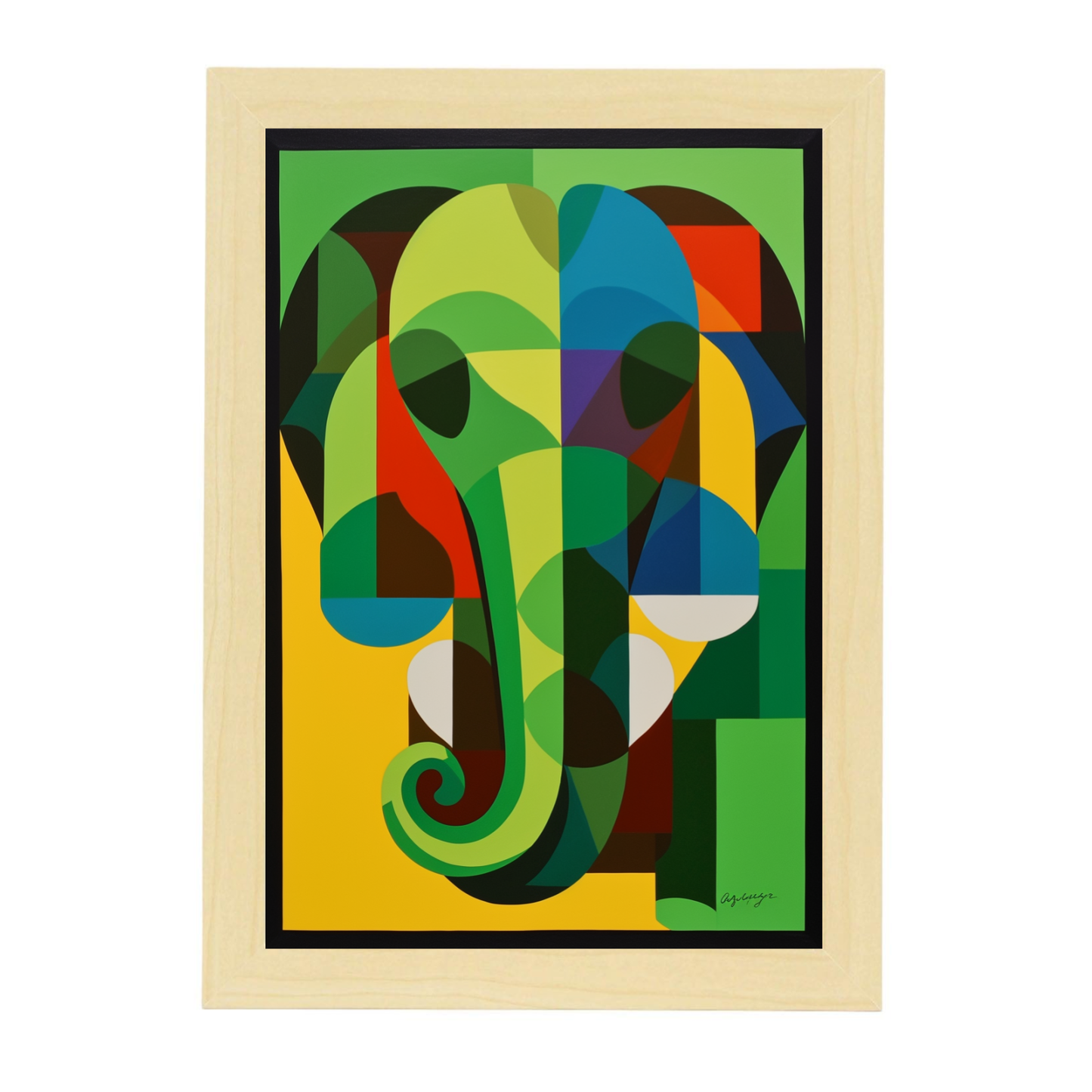 Lámina Elefante Estilo Victor Vasarely