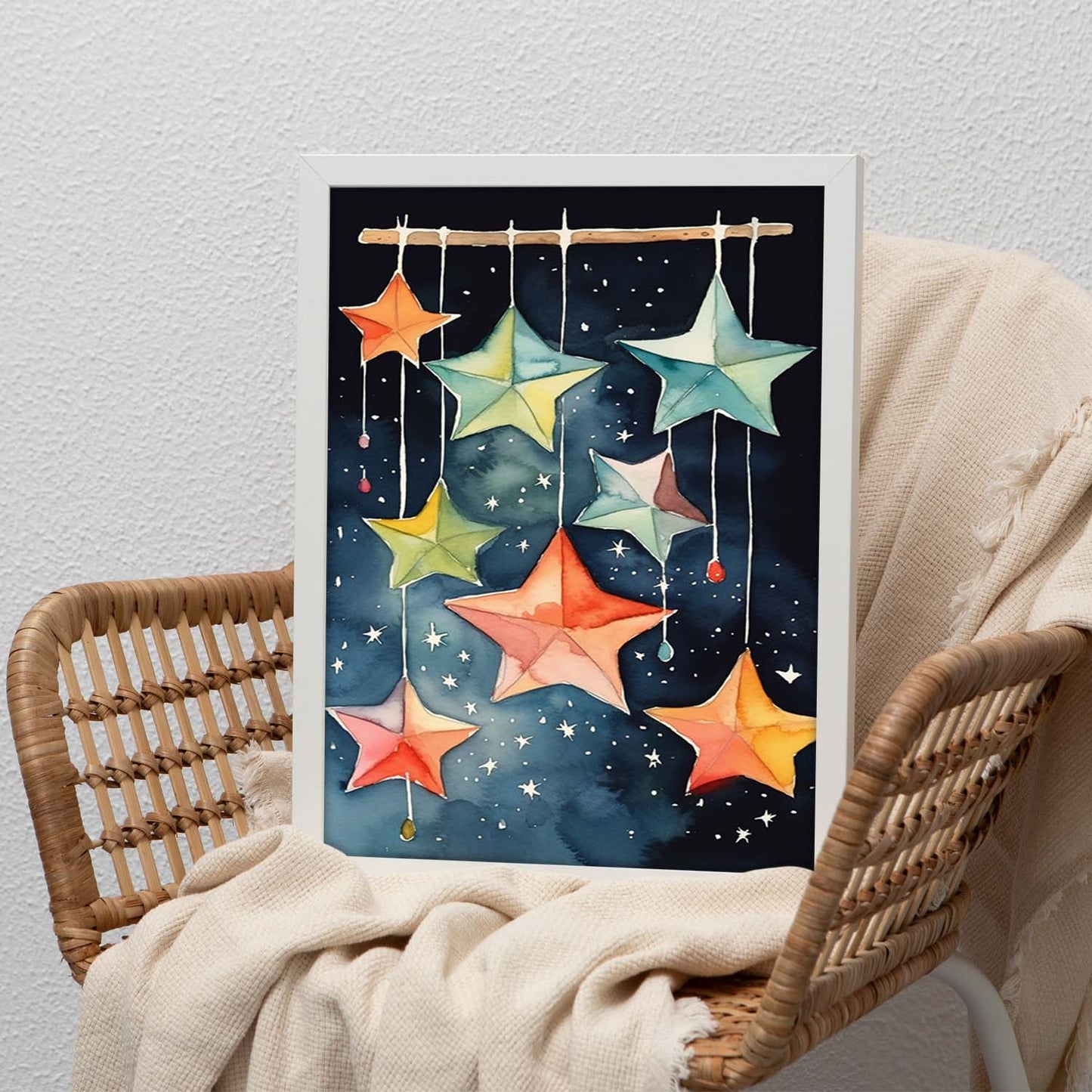 Póster Acuarela Celestial con Estrellas