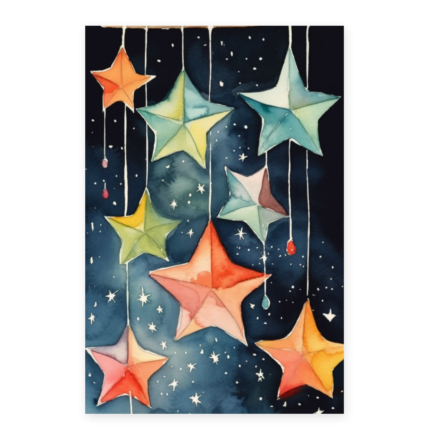 Póster Acuarela Celestial con Estrellas