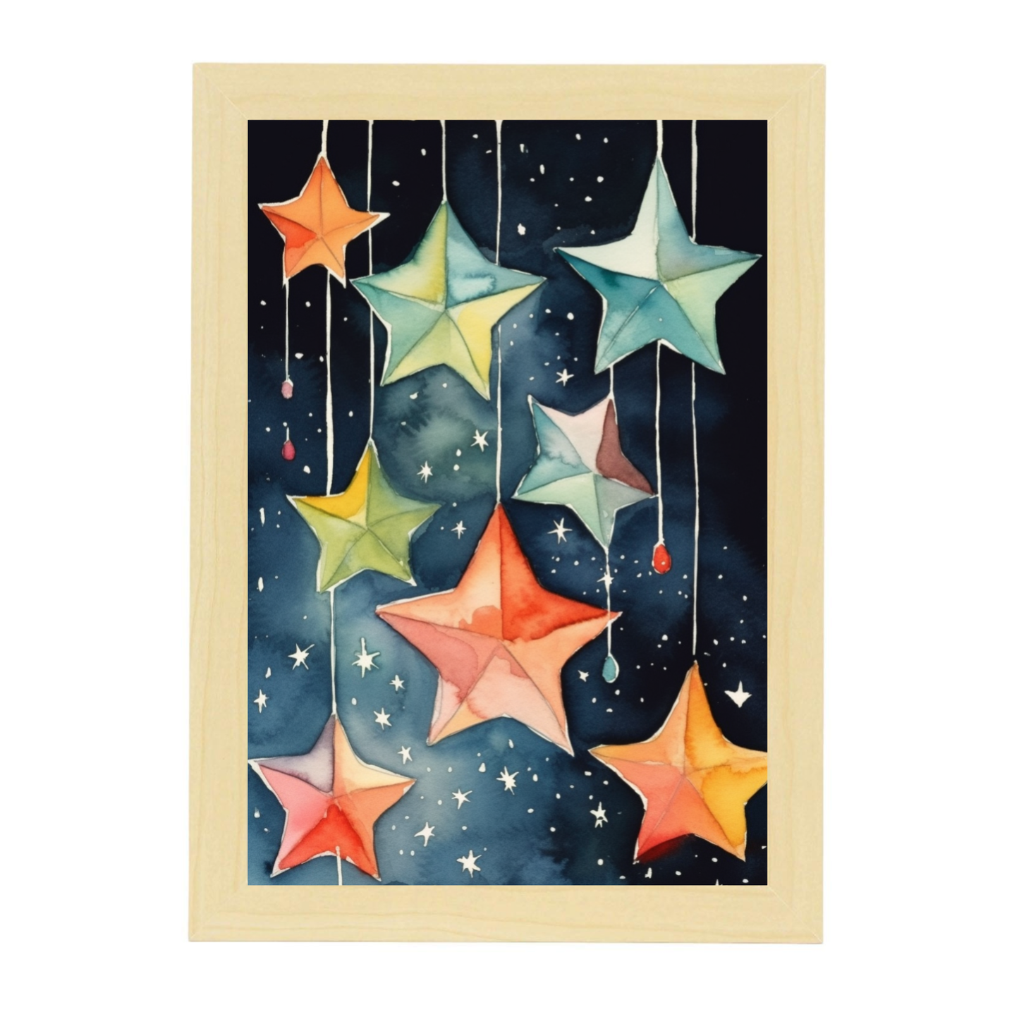 Póster Acuarela Celestial con Estrellas