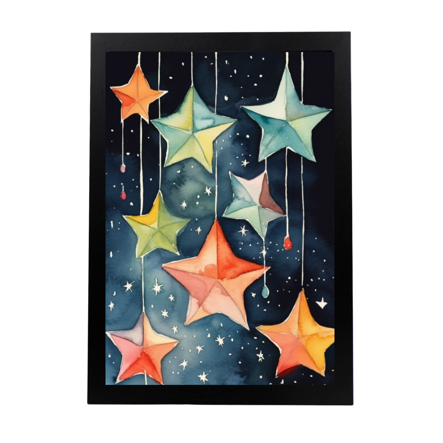 Póster Acuarela Celestial con Estrellas