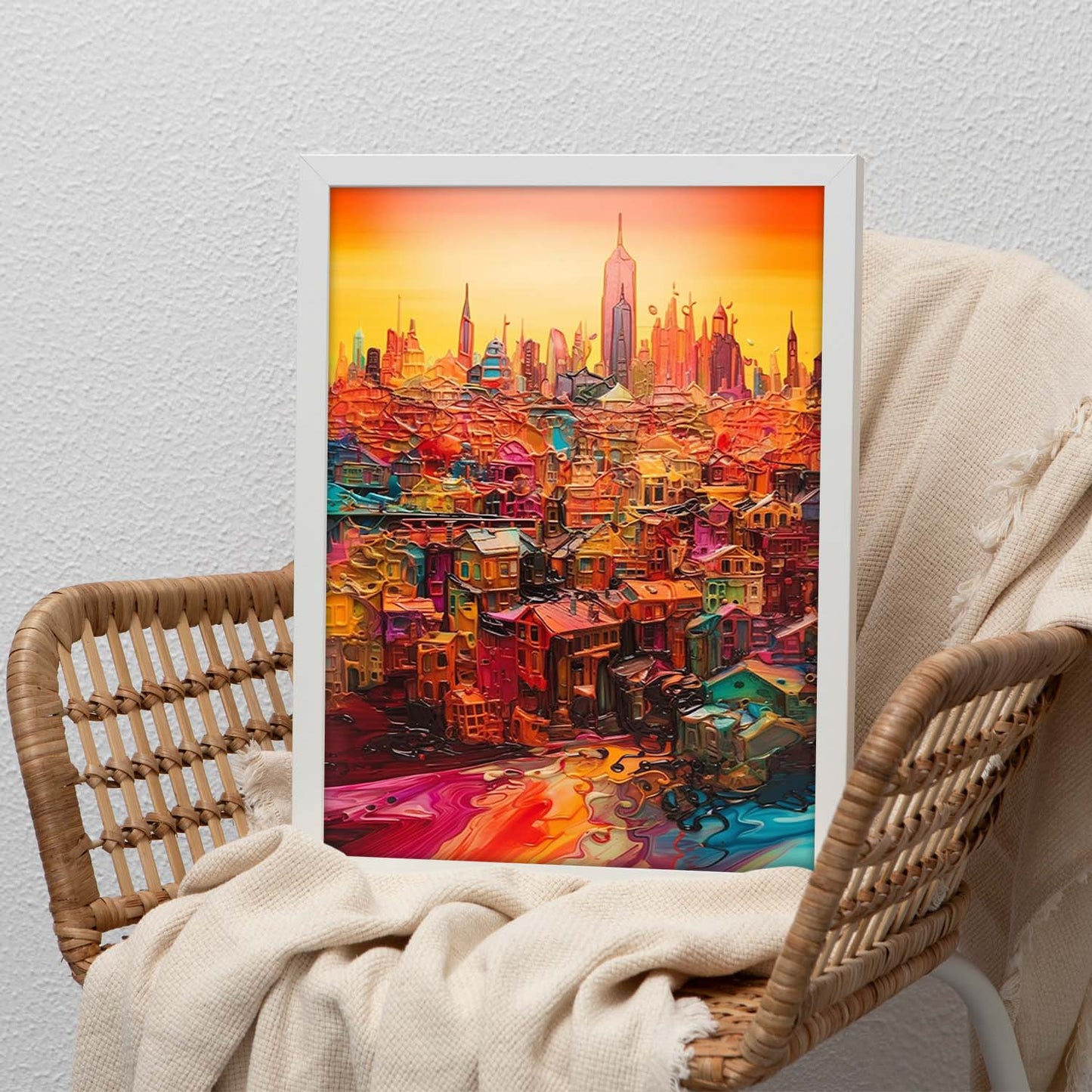 Póster Ciudad Futurista Technicolor Ultrafuturista