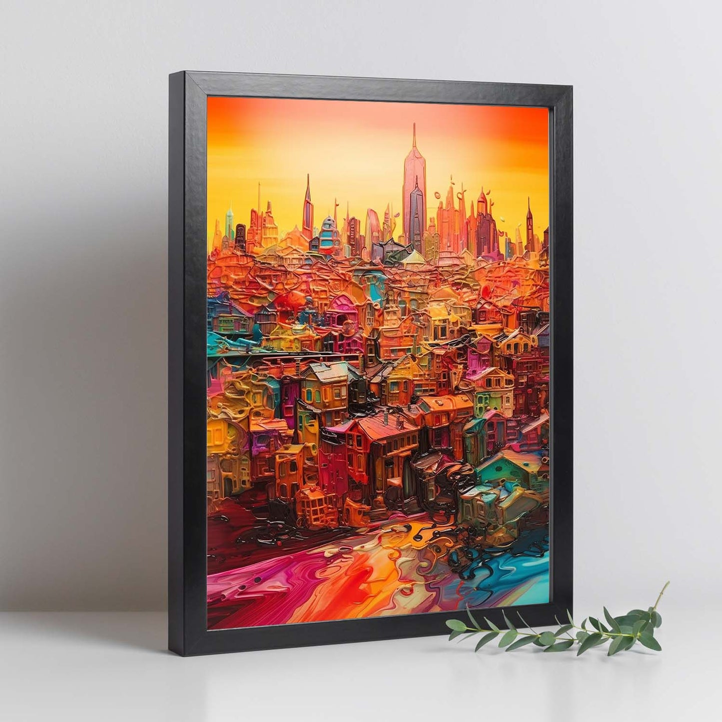 Póster Ciudad Futurista Technicolor Ultrafuturista