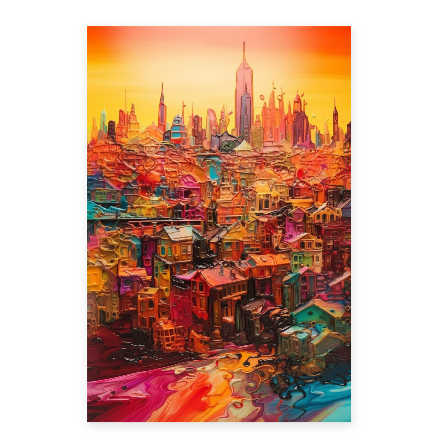 Póster Ciudad Futurista Technicolor Ultrafuturista