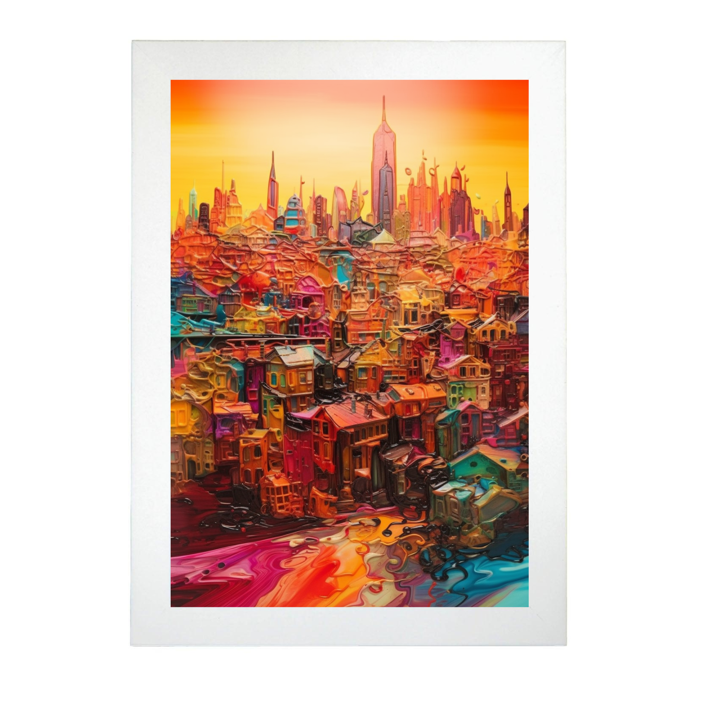 Póster Ciudad Futurista Technicolor Ultrafuturista