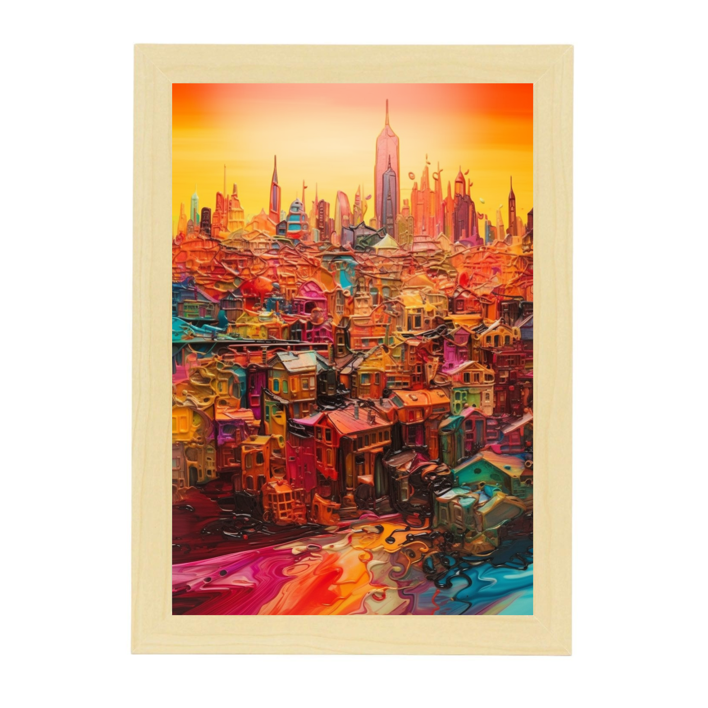 Póster Ciudad Futurista Technicolor Ultrafuturista