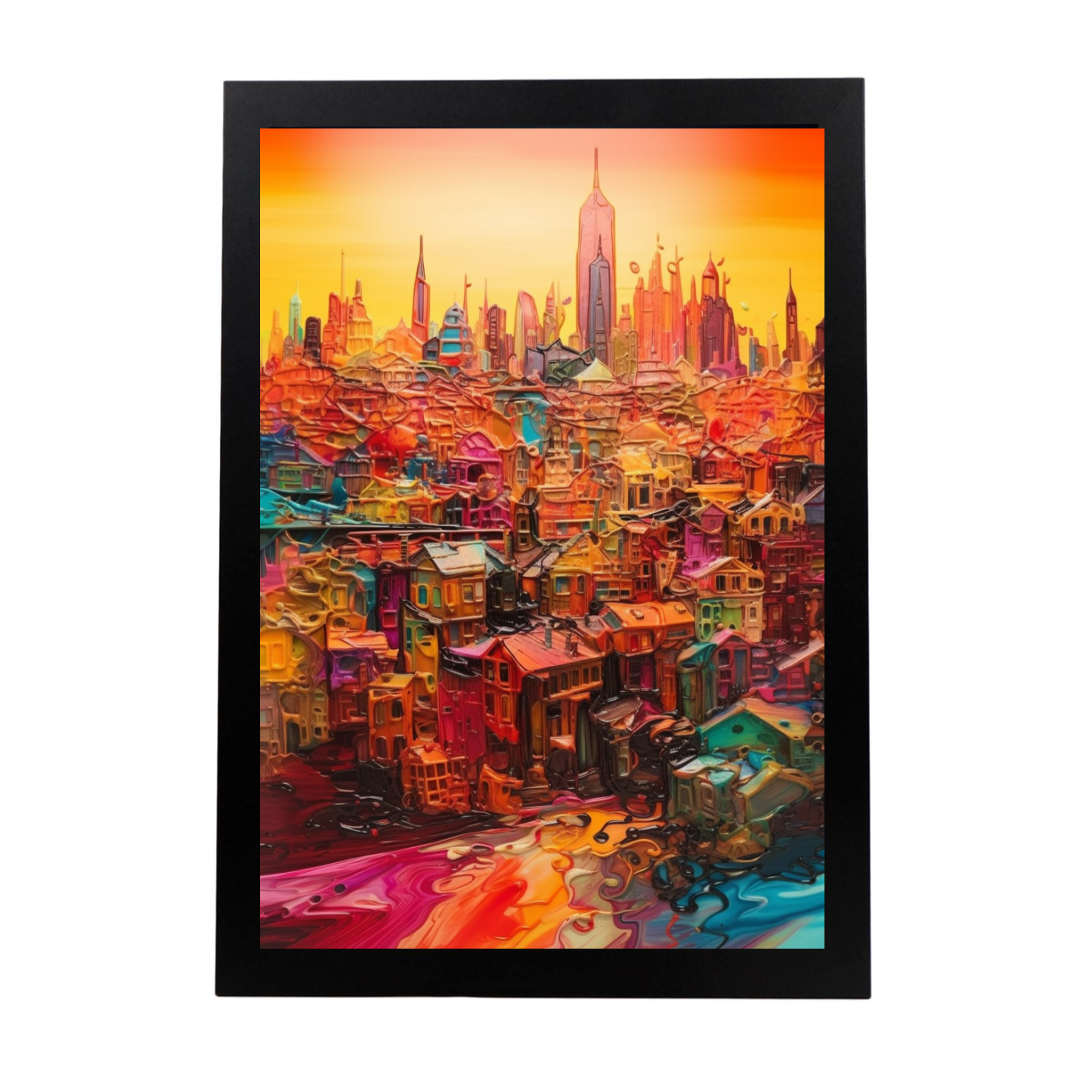 Póster Ciudad Futurista Technicolor Ultrafuturista