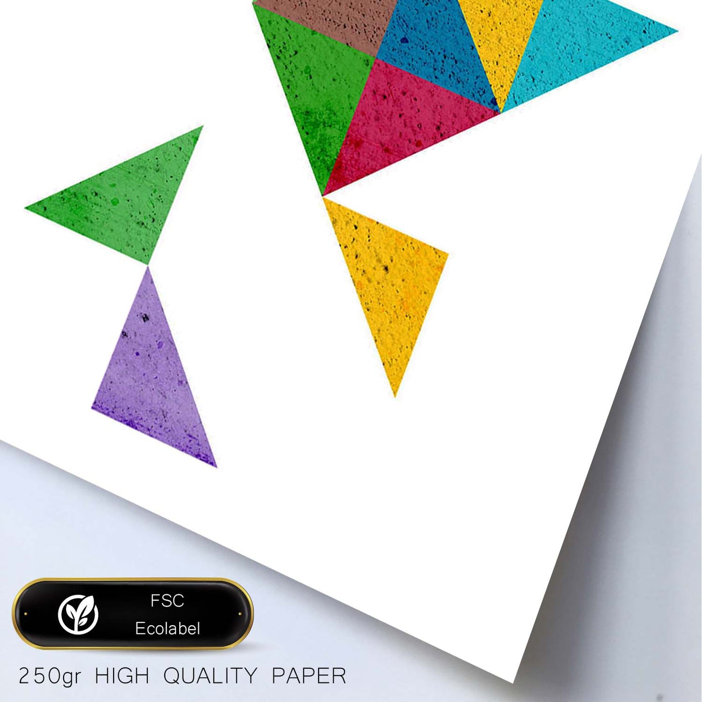 Poster con dibújo de geometría colorida. Lámina Corazón 1, ilustrada con con formas y figuras llenas de color.-Artwork-Nacnic-Nacnic Estudio SL