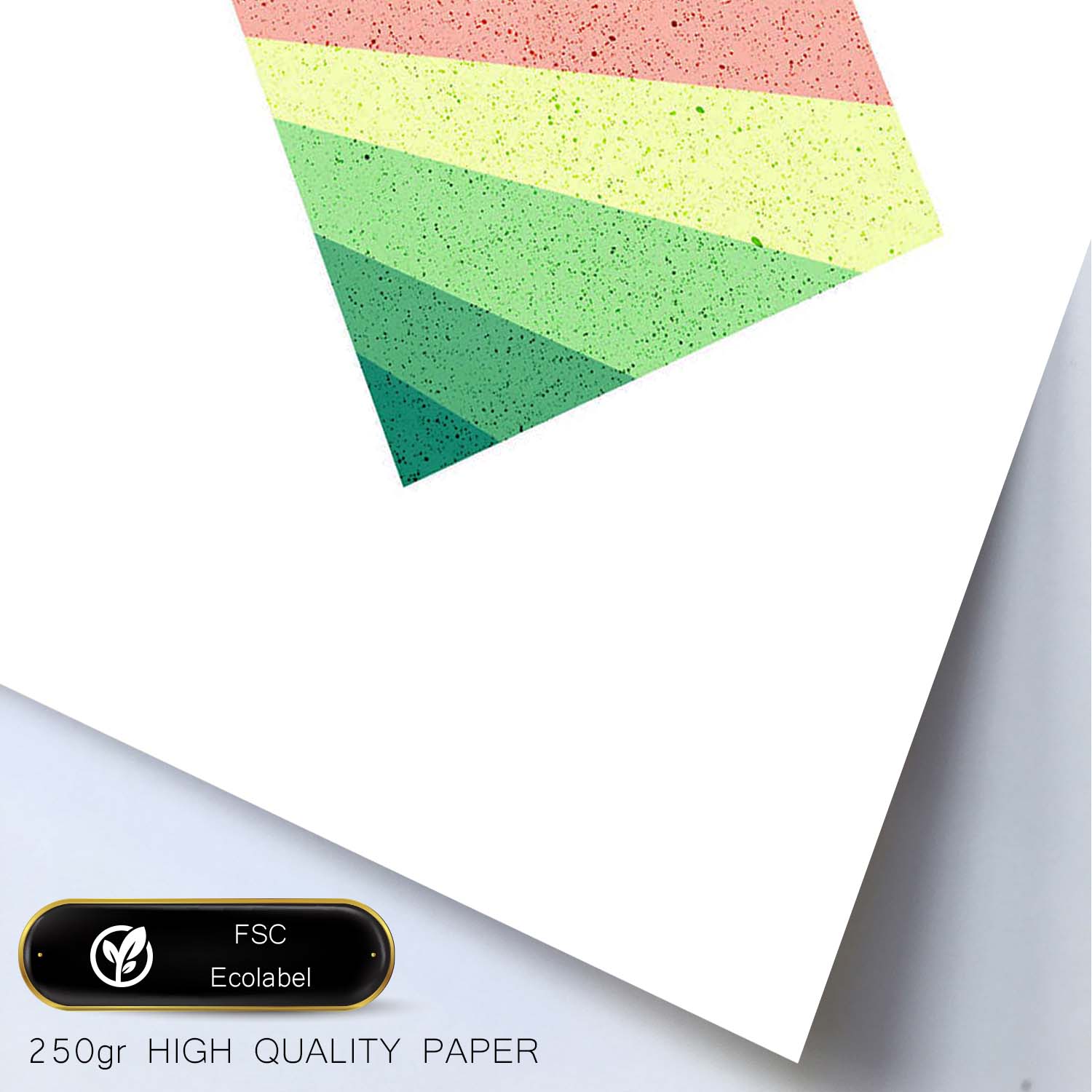 Poster con dibújo de geometría colorida. Lámina Cubo rojo verde, ilustrada con con formas y figuras llenas de color.-Artwork-Nacnic-Nacnic Estudio SL