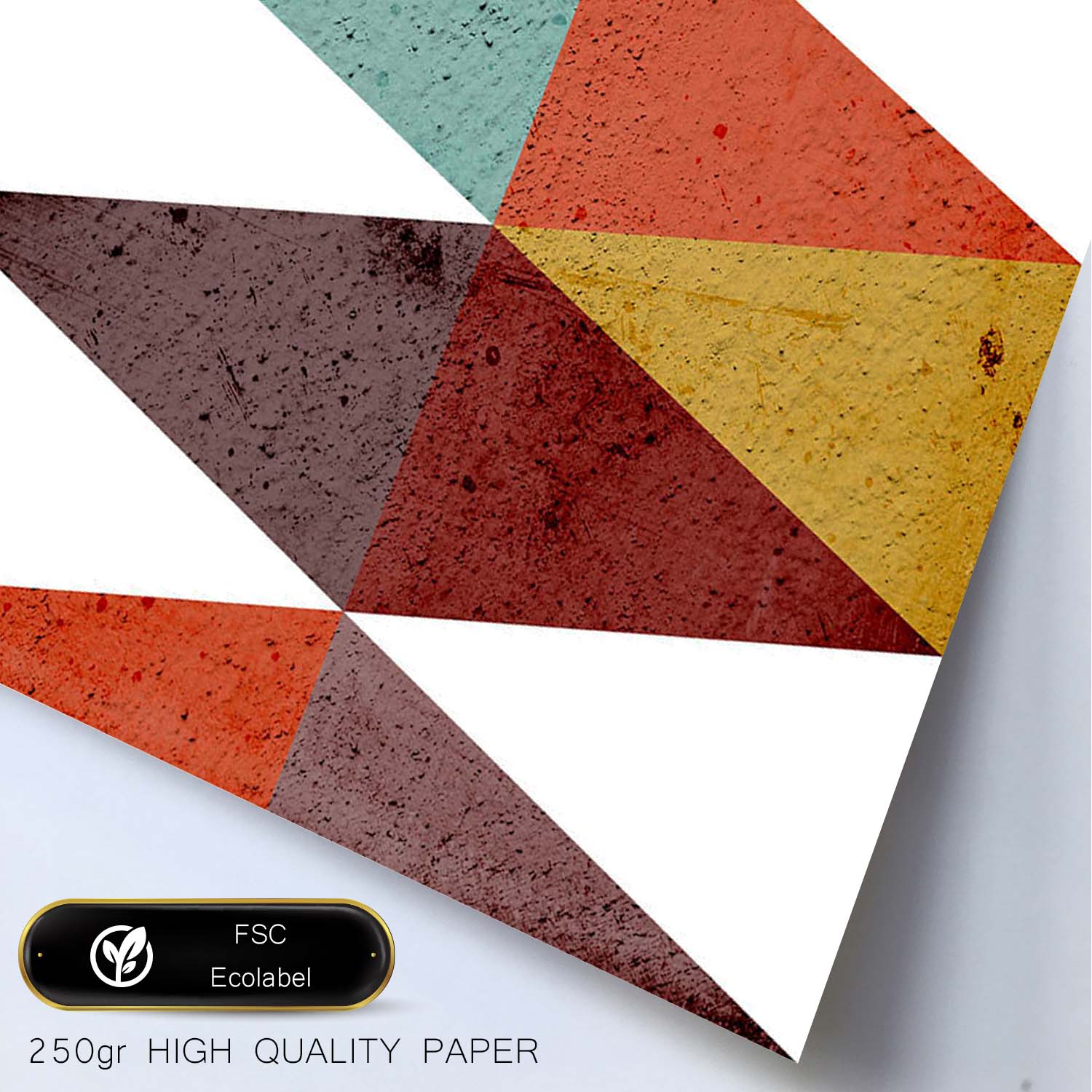 Poster con dibújo de geometría colorida. Lámina Formas otoño 3, ilustrada con con formas y figuras llenas de color.-Artwork-Nacnic-Nacnic Estudio SL