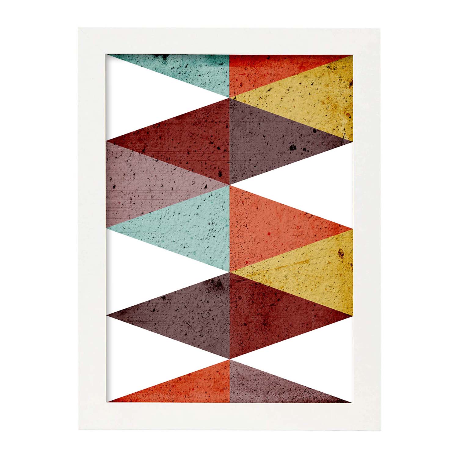 Poster con dibújo de geometría colorida. Lámina Formas otoño 3, ilustrada con con formas y figuras llenas de color.-Artwork-Nacnic-A3-Marco Blanco-Nacnic Estudio SL