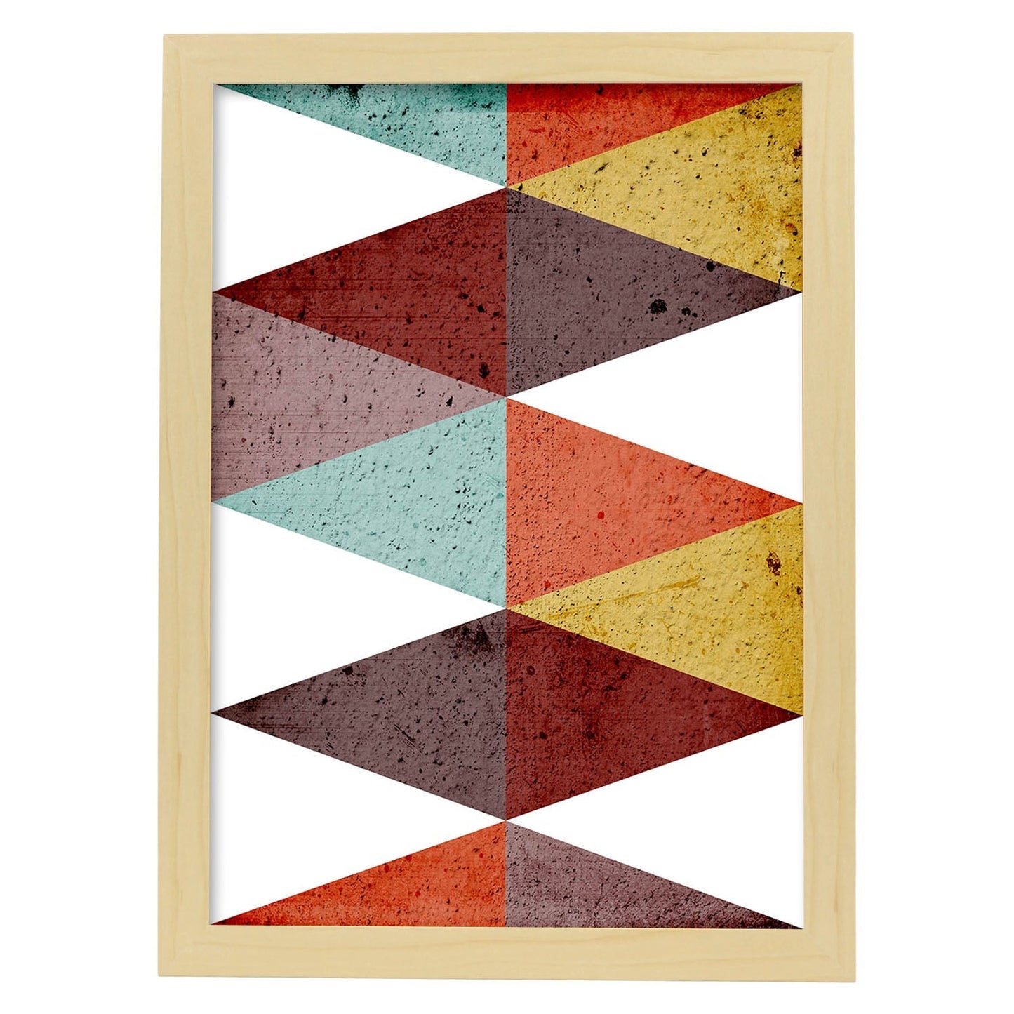 Poster con dibújo de geometría colorida. Lámina Formas otoño 3, ilustrada con con formas y figuras llenas de color.-Artwork-Nacnic-A4-Marco Madera clara-Nacnic Estudio SL