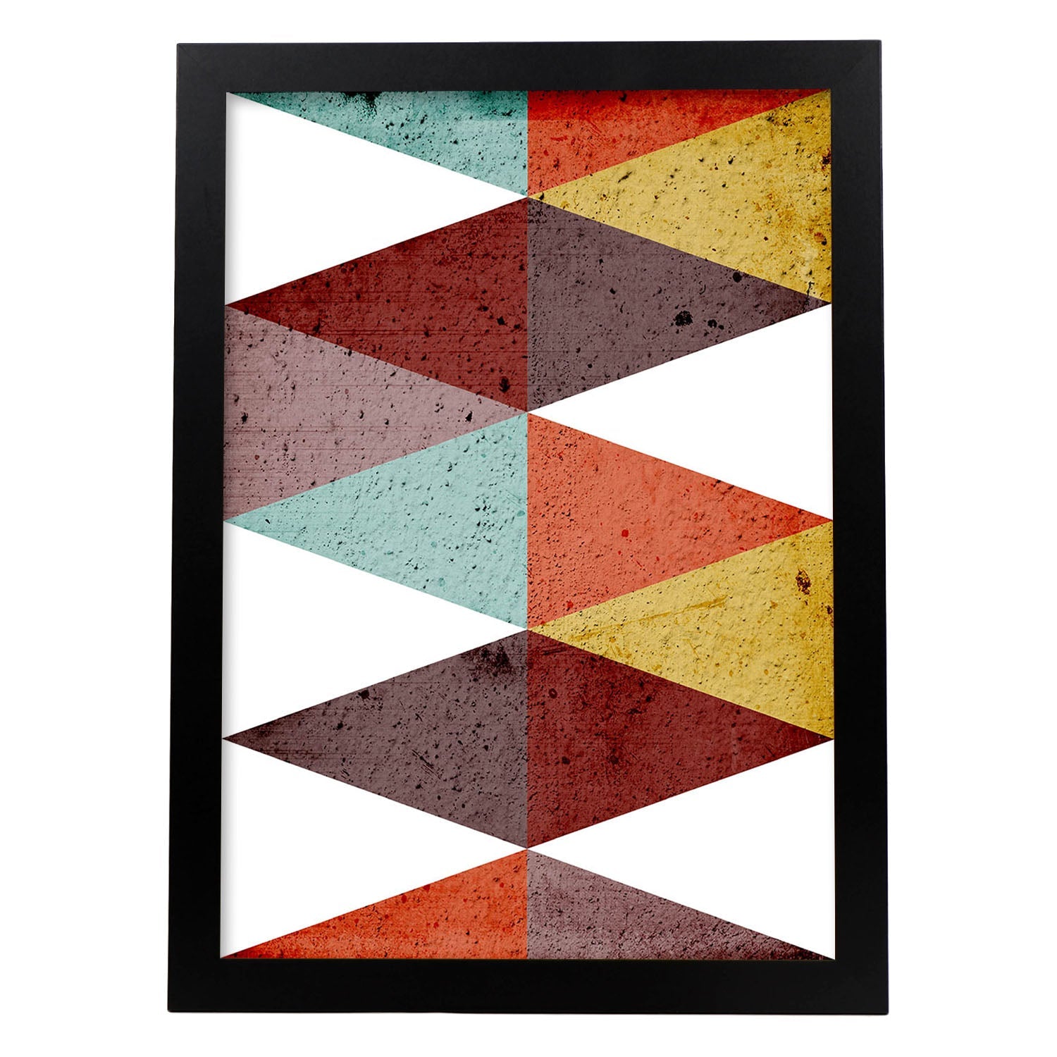 Poster con dibújo de geometría colorida. Lámina Formas otoño 3, ilustrada con con formas y figuras llenas de color.-Artwork-Nacnic-A4-Marco Negro-Nacnic Estudio SL