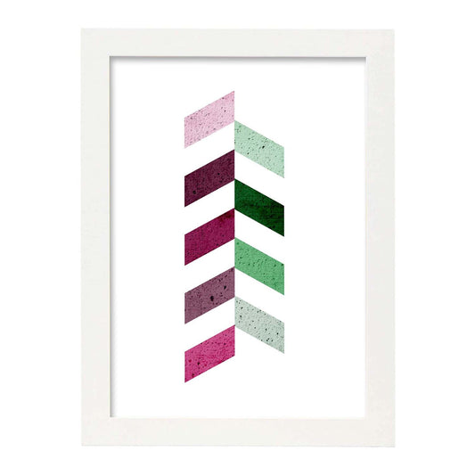 Poster con dibújo de geometría colorida. Lámina Lilas, ilustrada con con formas y figuras llenas de color.-Artwork-Nacnic-A4-Marco Blanco-Nacnic Estudio SL