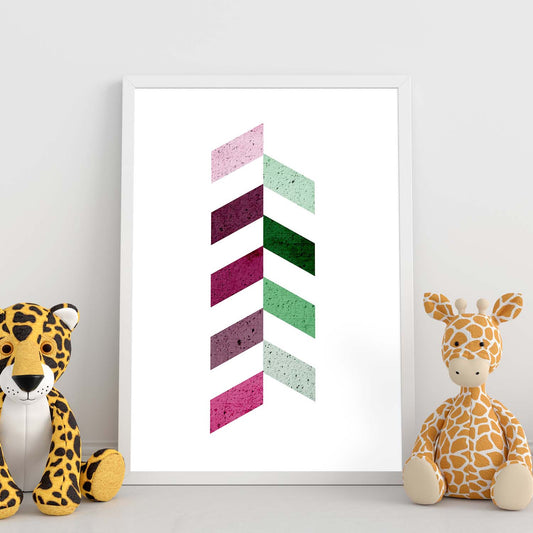 Poster con dibújo de geometría colorida. Lámina Lilas, ilustrada con con formas y figuras llenas de color.-Artwork-Nacnic-Nacnic Estudio SL