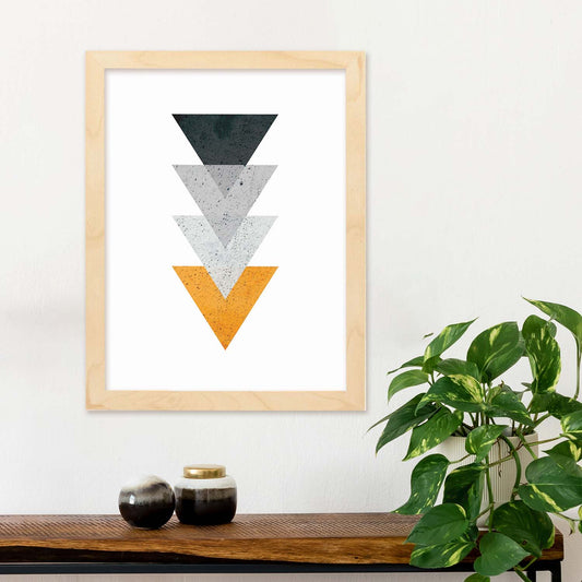 Poster con dibújo de geometría colorida. Lámina Naranja negro, ilustrada con con formas y figuras llenas de color.-Artwork-Nacnic-Nacnic Estudio SL