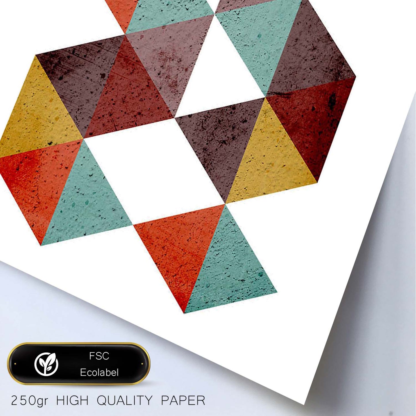 Poster con dibújo de geometría colorida. Lámina Otoño geometrico 5, ilustrada con con formas y figuras llenas de color.-Artwork-Nacnic-Nacnic Estudio SL