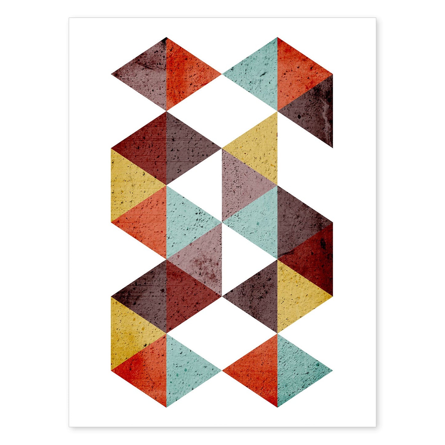 Poster con dibújo de geometría colorida. Lámina Otoño geometrico 5, ilustrada con con formas y figuras llenas de color.-Artwork-Nacnic-A4-Sin marco-Nacnic Estudio SL