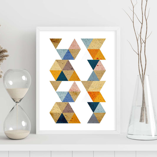 Poster con dibújo de geometría colorida. Lámina Otoño geometrico, ilustrada con con formas y figuras llenas de color.-Artwork-Nacnic-Nacnic Estudio SL