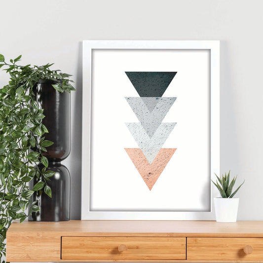 Poster con dibújo de geometría colorida. Lámina Salmón y negro, ilustrada con con formas y figuras llenas de color.-Artwork-Nacnic-Nacnic Estudio SL