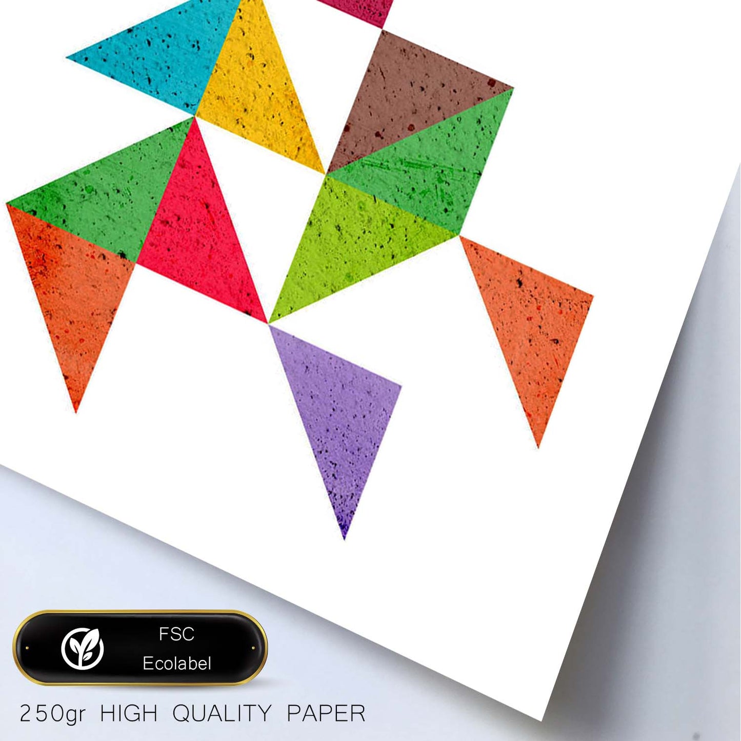 Poster con dibújo de geometría colorida. Lámina triangulos en tetris, ilustrada con con formas y figuras llenas de color.-Artwork-Nacnic-Nacnic Estudio SL