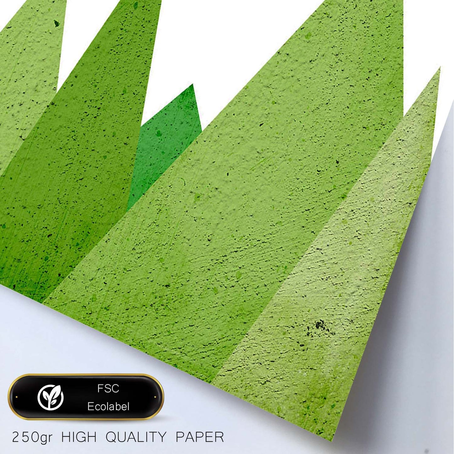 Poster con dibújo de montañas geométricas. Lámina Montañas verdes, ilustrada con con formas y figuras llenas de color.-Artwork-Nacnic-Nacnic Estudio SL