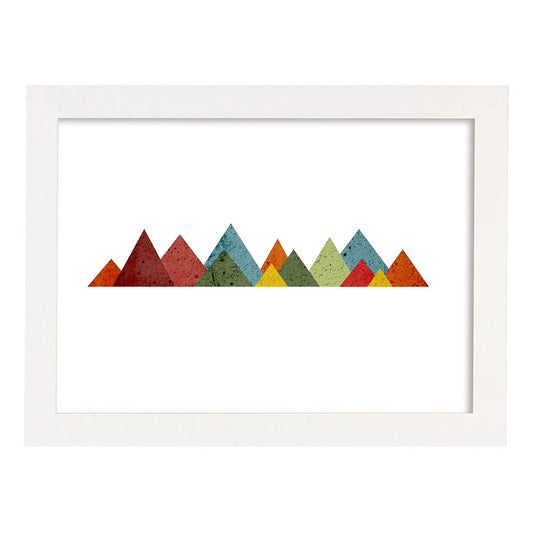Poster con dibújo nórdico de círculos. Lámina Cordillera, ilustrada con con círculos y formas-Artwork-Nacnic-A4-Marco Blanco-Nacnic Estudio SL
