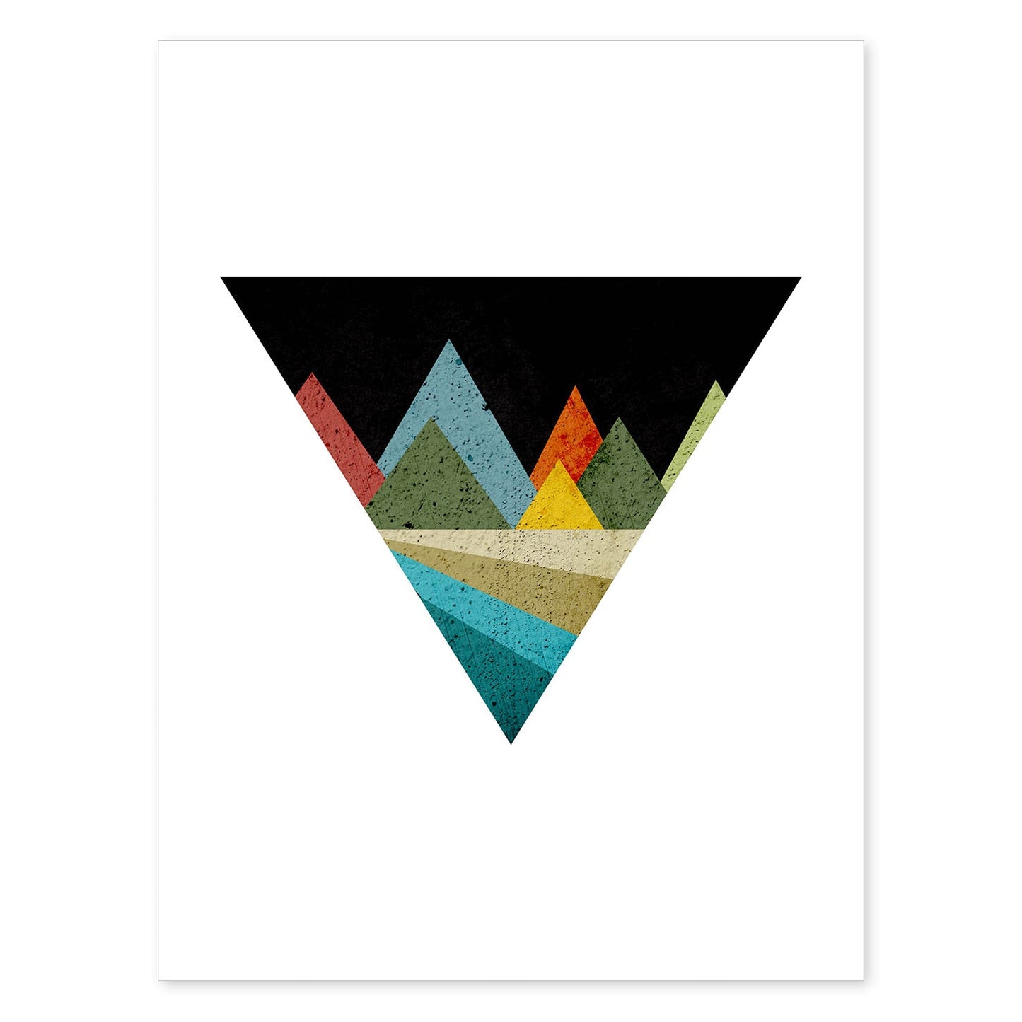 Poster con dibújo nórdico de círculos. Lámina Montañas deiserto, ilustrada con con círculos y formas-Artwork-Nacnic-A4-Sin marco-Nacnic Estudio SL