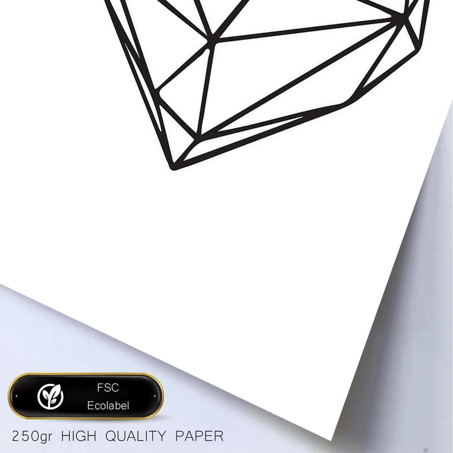 Poster con dibújo nórdico de líneas. Lámina Corazón, ilustrada con con líneas y formas-Artwork-Nacnic-Nacnic Estudio SL