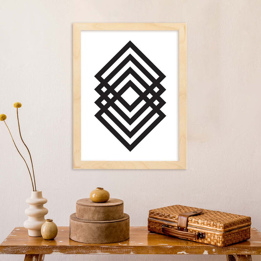 Poster con dibújo nórdico de líneas. Lámina Cubos, ilustrada con con líneas y formas-Artwork-Nacnic-Nacnic Estudio SL