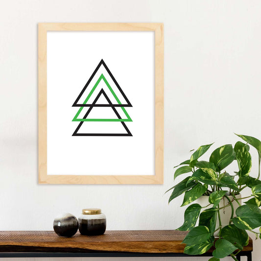 Poster con dibújo nórdico de líneas. Lámina Dos y verde, ilustrada con con líneas y formas-Artwork-Nacnic-Nacnic Estudio SL