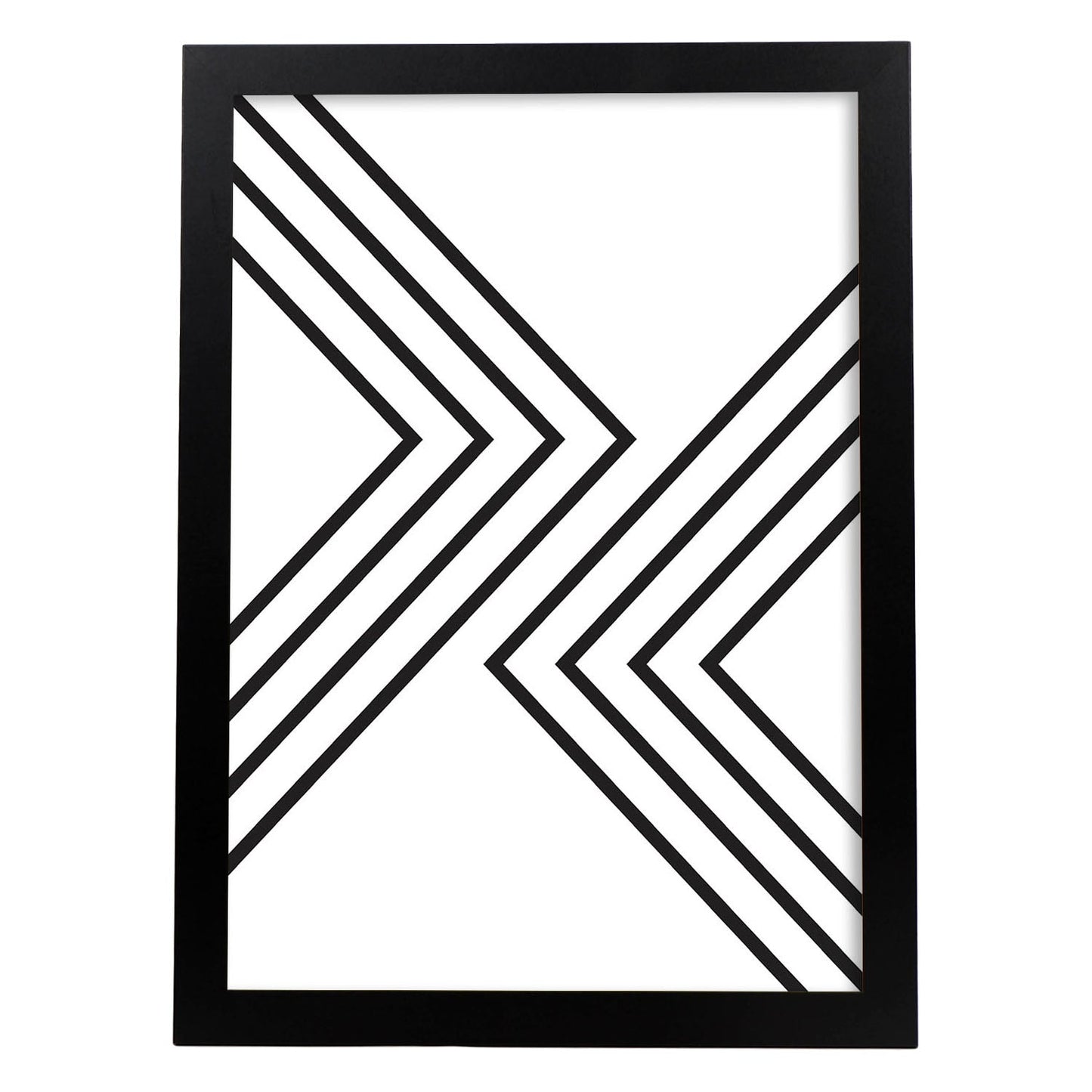 Poster con dibújo nórdico de líneas. Lámina Forma, ilustrada con con líneas y formas-Artwork-Nacnic-A4-Marco Negro-Nacnic Estudio SL