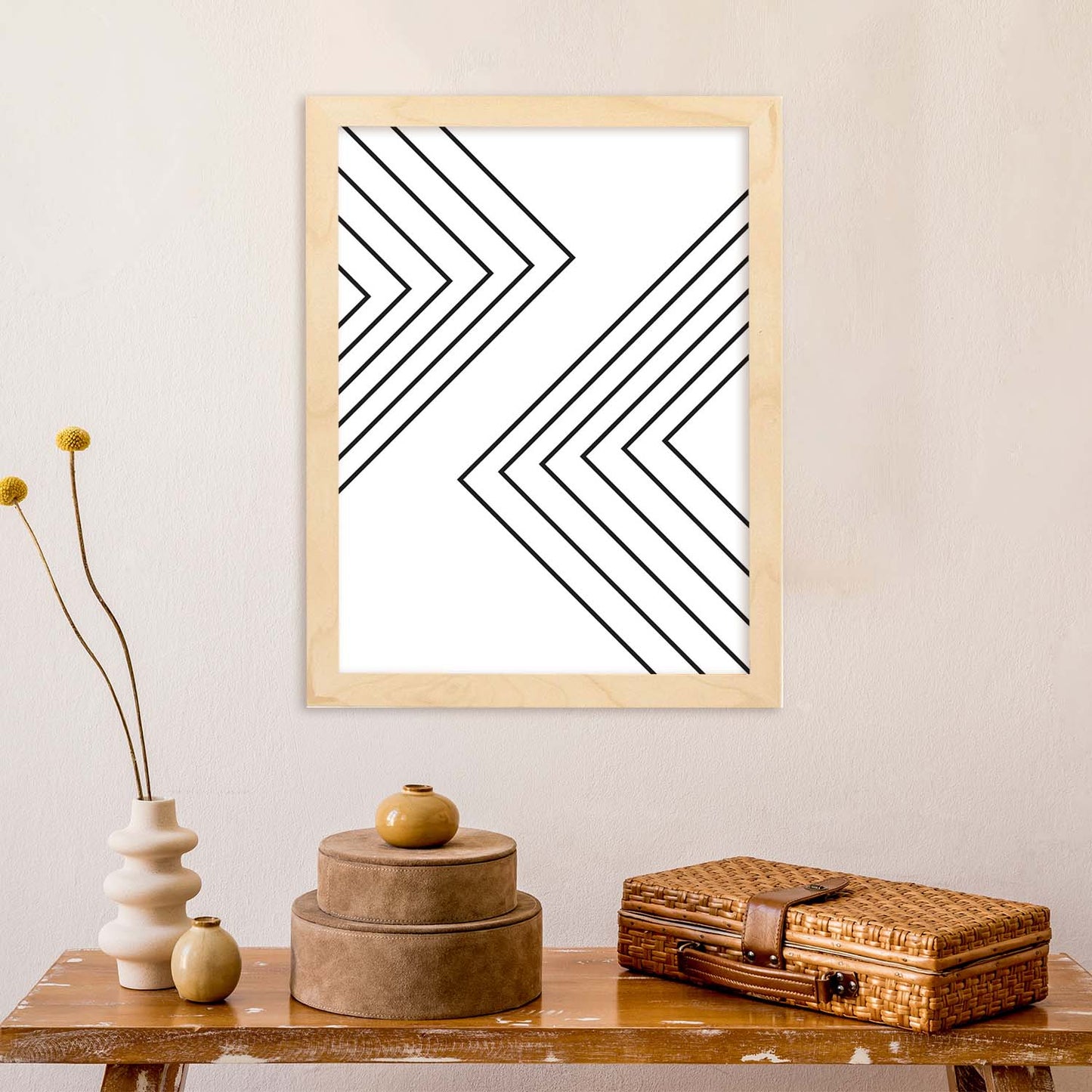 Poster con dibújo nórdico de líneas. Lámina Geo, ilustrada con con líneas y formas-Artwork-Nacnic-Nacnic Estudio SL